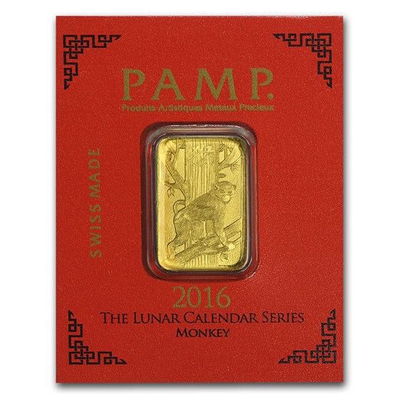 1 gram Gold Bar - PAMP Suisse Lunar Monkey Multigram+8 (In Assay) 1 gram Gold Bar - PAMP Suisse Lunar Monkey Multigram+8 (In Assay)